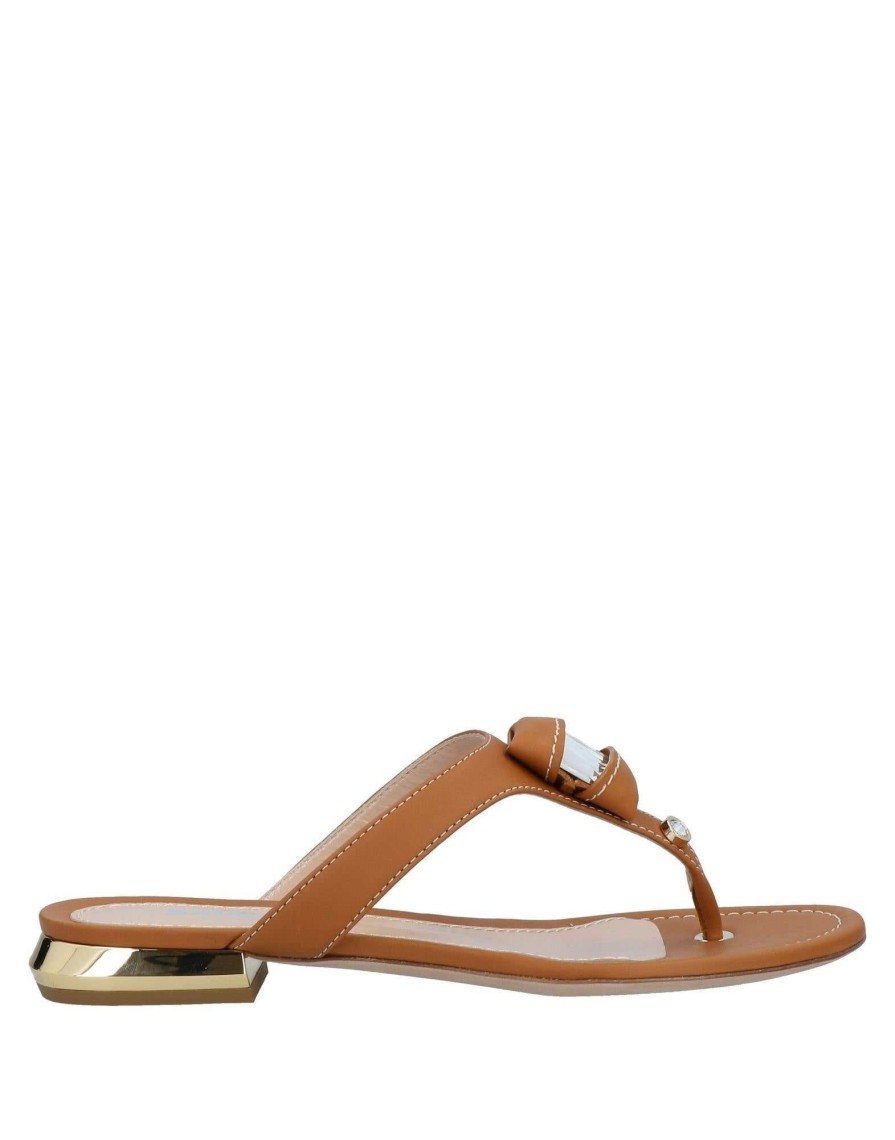 Footwear * | Baldinini Flip Flops For Women Tan